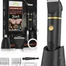 Men's 3-in-1 Painless Ceramic Electric Razor - Waterproof Personal Care Appliance with Pubic/Balls Trimmer, Facial Hair Remover, LCD Display, Lightweight Brush, USB Rechargeable, Smooth Shave, Fitness Grooming Kit, Christmas/Birthday Gifts for Him