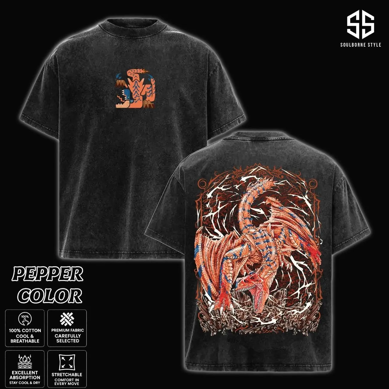 [Soulsborne Style ] Vintage Edition Monster Hunter Wilds Unisex Comfort Colors T-shirt, Action RPG Gaming Apparel, Game Shirt, Video Game Clothes, Boy Merch, Gift For Him, Gift For Her, Cotton Crewneck Top Clothes Streetwear 4R9