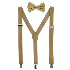 CTM Glitter Gold Bow Tie and Suspender Set