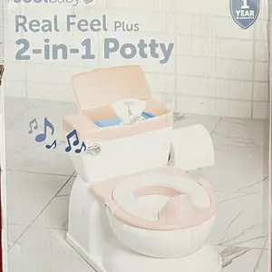Jool Baby Real Feel 2-in-1 Potty with Wipes Storage, Flushing Sounds, & Disposable Liners - Realistic Toilet- Easy to Clean and Assemble (Aqua)