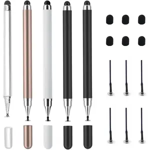 3 Pack Stylus Pens for Touch Screens, 2 in 1 High Precision Universal Stylus Pen for iPad Compatible with Apple, iPhone, iPad, Android, Samsung Tablets, Phones-Black,Gold,White