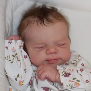 Reborn Baby Dolls Full Body Girl 18 Inch 45cm Pascale Sleeping Eyes Lifelike Baby Doll Vinyl with Hair Realistic Newborn Babies Reborn Toddler Dolls(NO SILICONE)