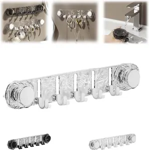 Rotating Shower Suction Cup Hook, Space Saving Non Punch Wall Towel Hanger, Suction Cup Corrugated Hook, for Home/Office Organizer (Transparent)