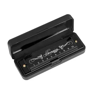 10 Hole 20 Tone Harmonica, 1 Count Portable C Key Durable Harmonica with Case, Musical Instrument for Beginners & Professionals