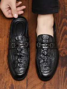 Men's Fashionable Crocodile Embossed Slides, Casual Comfortable Breathable Slippers for Summer, Lightweight Breathable Slippers for Daily Wear, Boy, Footwear