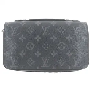 Pre-owned Louis Vuitton Canvas Small Leather Goods Zippy XL Monogram Eclipse Wallet