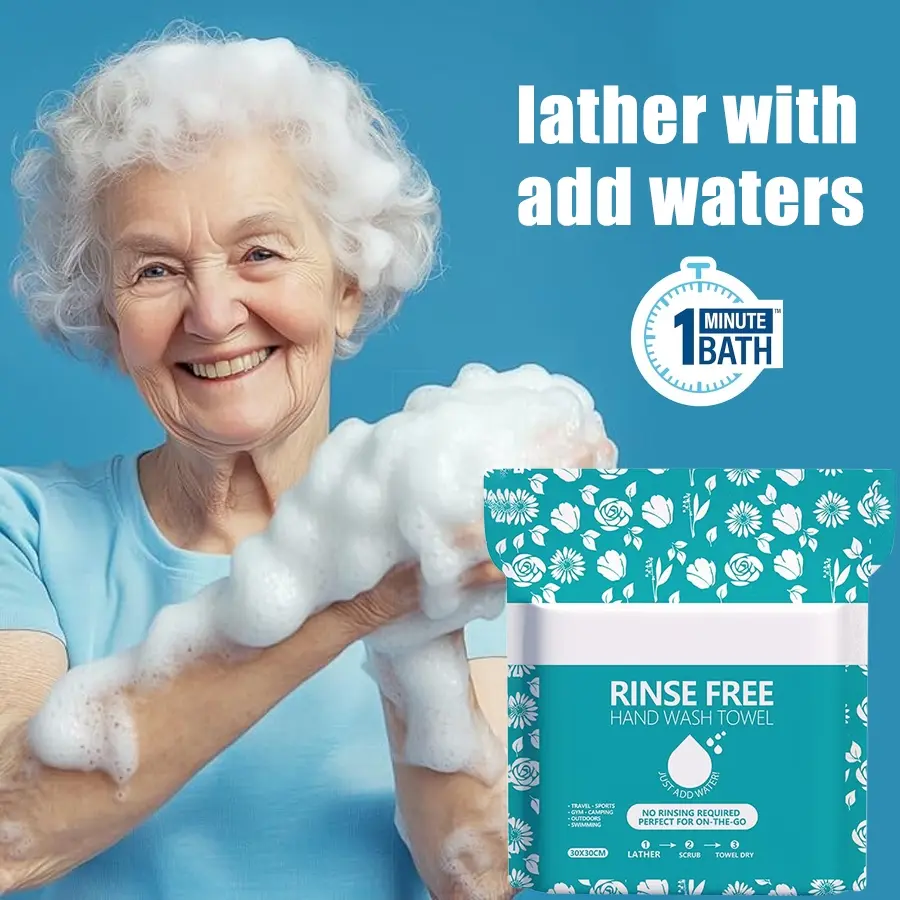 4 Packs (100 pcs) Disposable No-Rinse Bath Wipes / Cleaning Towels, Disposable Washcloths for Showering, Quick body cleaning without rinsing, Perfect for travel, camping, outdoor work, and on-the-go use, Bathing Solution, 30*30cm, Bath Accessories