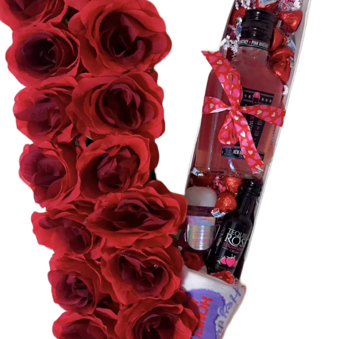 Valentines Love Box with Candy Drinks, Socks & Smell Good - Ideal for Valentine's Day Gifting