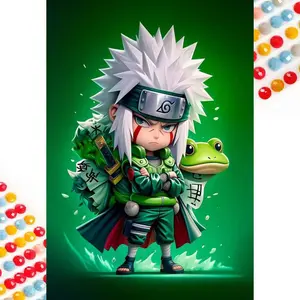 5D DIY Full Drill Round Diamond Painting - Diamond Painting Kit White Hair, Frog Mosaic Canvas DIY Wall Art, Home Wall Decoration