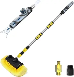 12FT Car Wash Brush with Long Handle, Telescopic Car Wash Brush with Soap Dispenser, 12-Inch Soft Bristle Car Cleaning Brush for Cleaning Car, RV, Truck, Boat, Solar Panels