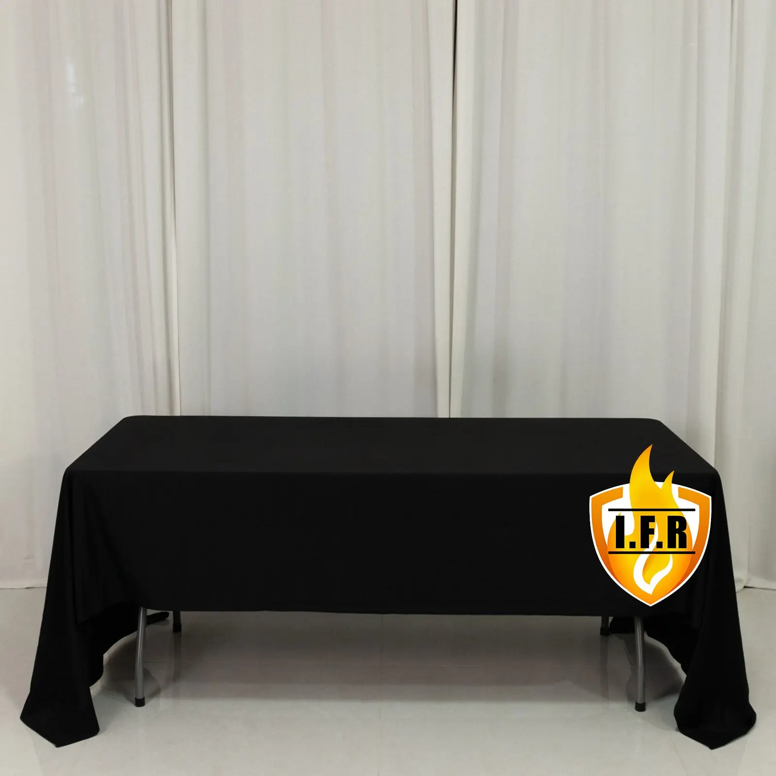 60"x126" Black Rectangle Commercial Grade Scuba Polyester Tablecloth - Fire Retardant, Wrinkle-Free, Stain Resistant, Washable Table Cover for Food & Beverage Use (Machine Wash Compatible)