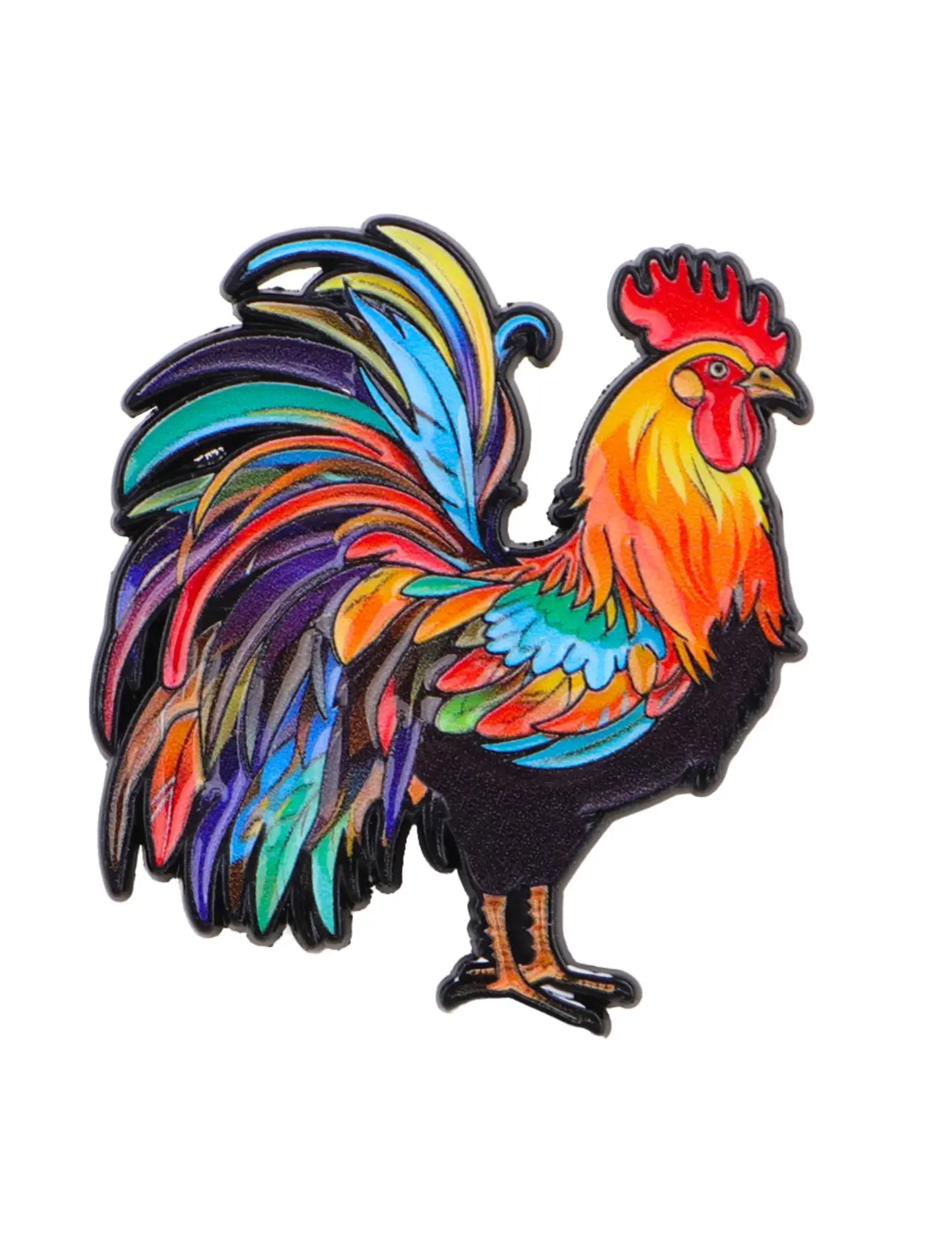 Colorful Rooster Cartoon Brooch Pin, Alloy Brooch Pin, Hat Pins, Unisex Fashion Accessory for Hats Bags Jackets, Cute Animal Print Design, All Seasons Use
