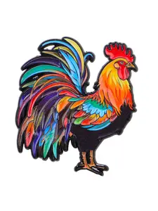 Colorful Rooster Cartoon Brooch Pin, Unisex Fashion Accessory for Hats Bags Jackets, Cute Animal Print Design, All Seasons Use