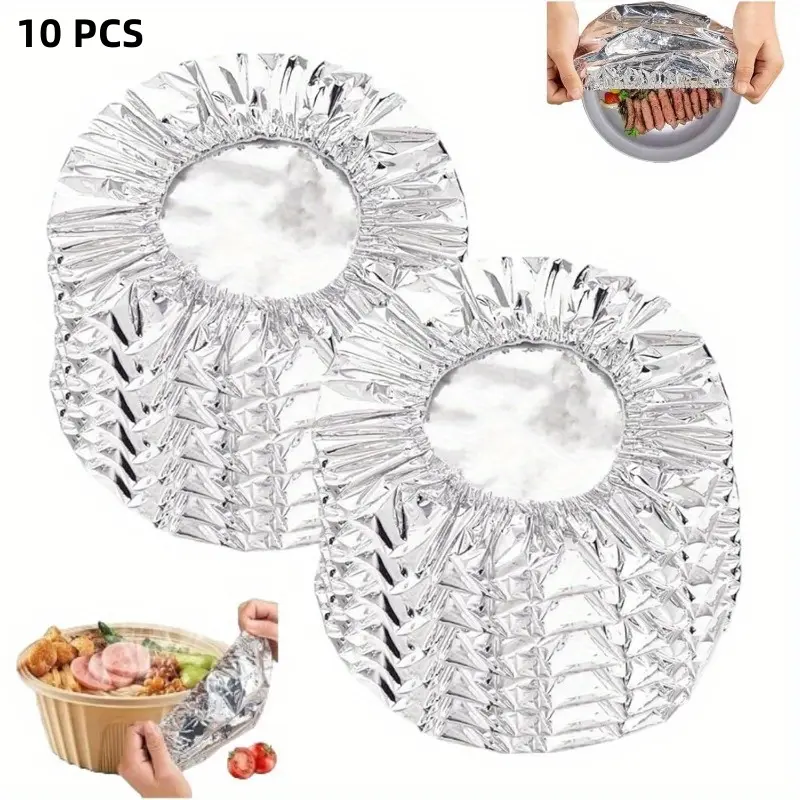 Reusable Food-Grade Aluminum Foil Stretch Lids, Insulated Kitchenware for Food Storage, Microwave & Refrigerator Safe