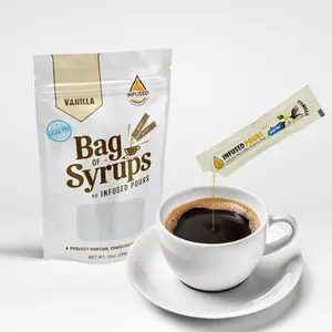 Single Serving Sugar Free Vanilla Syrup Packets for Coffee and Cocktails - 6mL Each, 30 Count - Bag of Syrups by Infused Pours