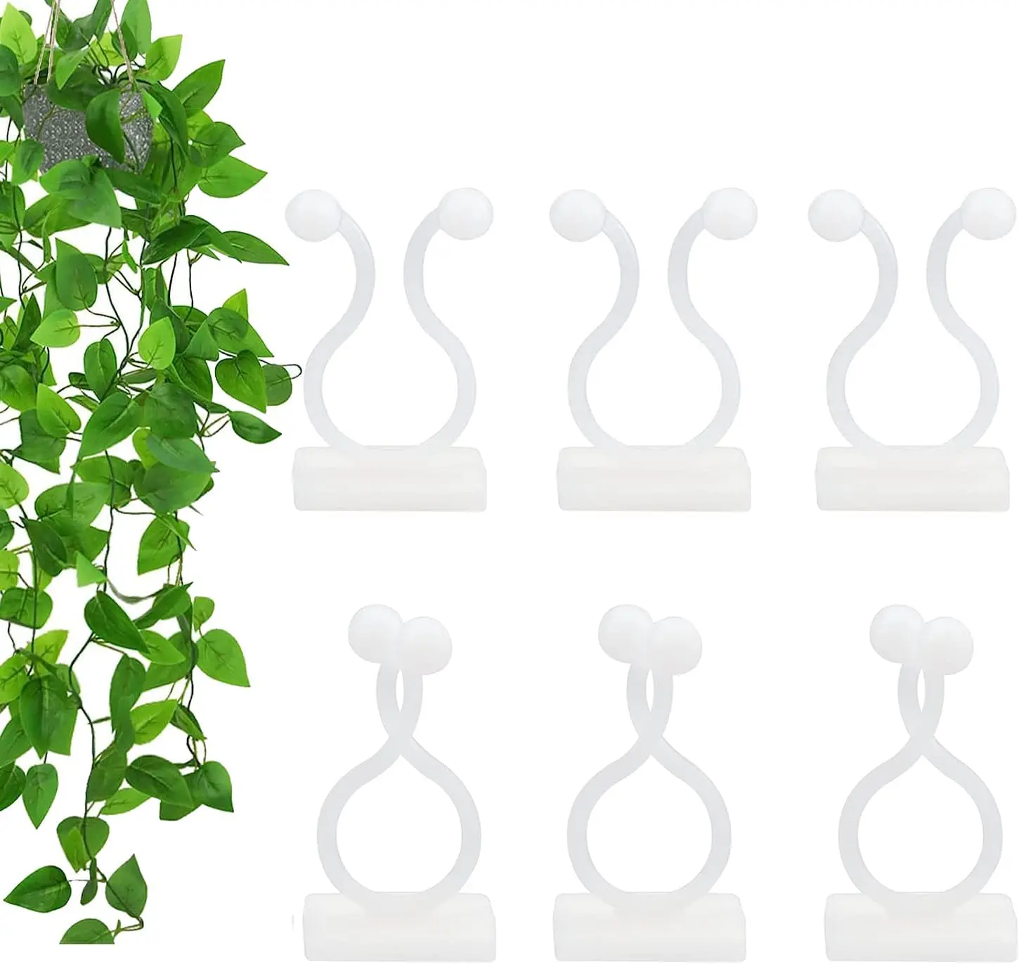 100Pcs Plant Climbing Wall Fixture Clips,Plant Fixer Invisible Wall Vines Fixing Clips Self-Adhesive Clips Plant Vine Traction for Indoor Outdoor Decoration and Cable Wire Fixing (White)