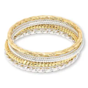 Bellezza Bronze Set of 4 Textured Slip-On Bangles