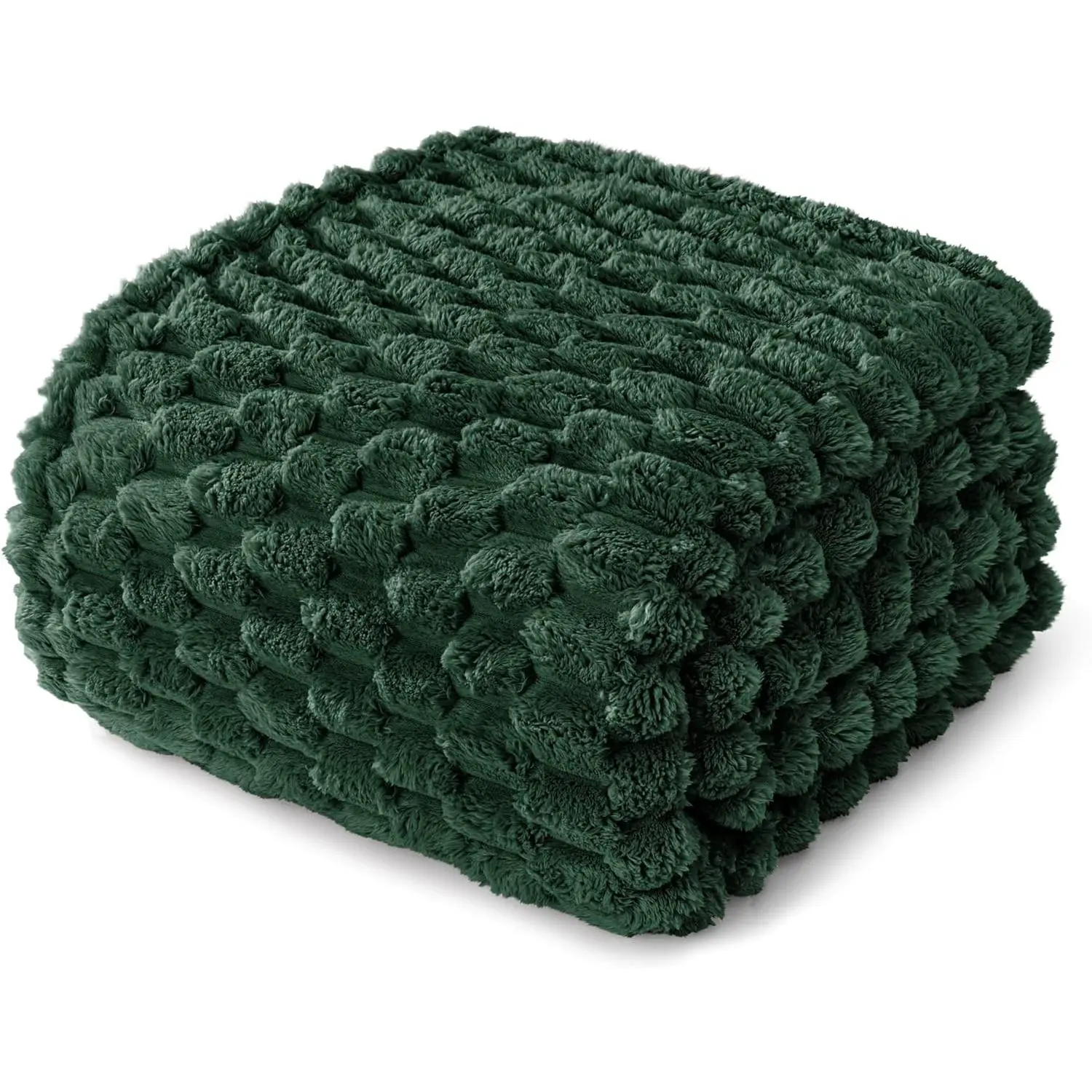 Soft Cozy King Size Throw Blanket, 90x104 in, Expanded 3D-Jacquard Print, Fuzzy Exquisite, Warm Fluffy, Emerald Color Bedding Accessory, Soft Cozy Blanket