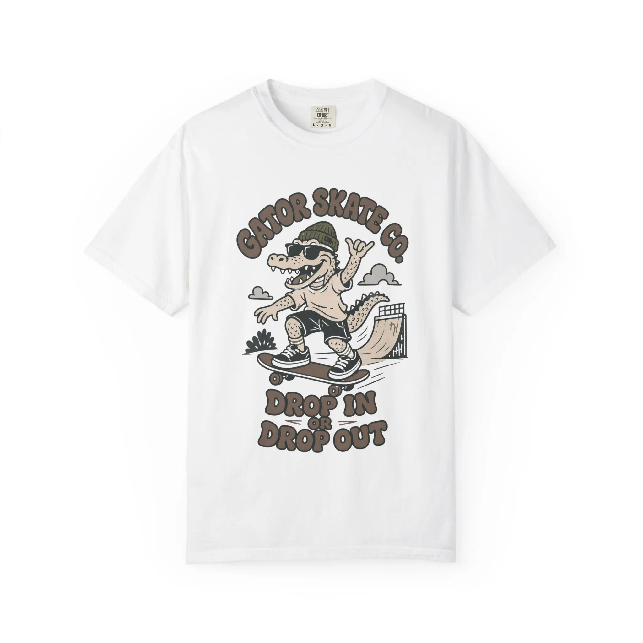 Gator Skate Co Drop In Drop Out T-shirt | Skateboard Alligator Graphic Tee
