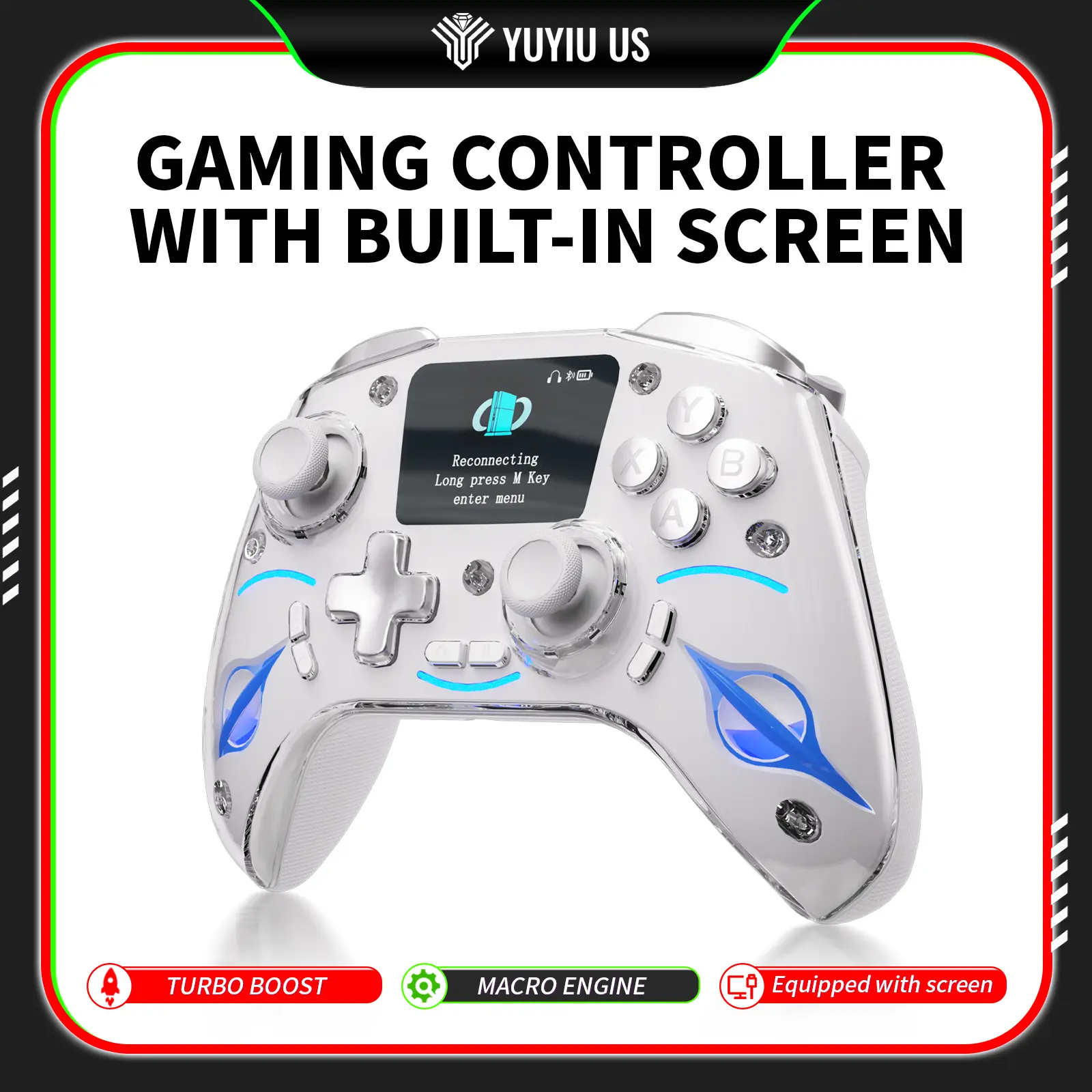 Wireless Smart Display Multi Platform Controller - Wireless Joypad, Hall Effect Joysticks, Dual SwitchTriggers, Macro Prog, OLED Screen, Turbo, RGB Backlight, 3.5mm Audio, Rechargeable, PC Gaming Controller for PC/Consoles/Phone, Back to School Tech Haul