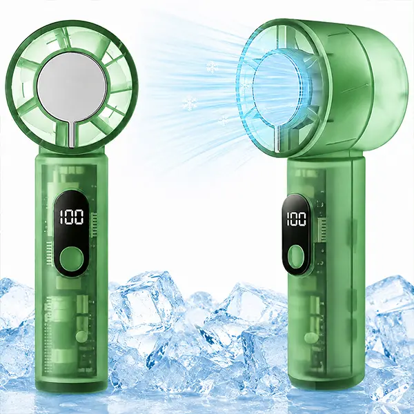 Transparent Shell Rechargeable Portable Fan - Modern Compact Mini Pocket USB Fan with Adjustable Lanyard, Bling Diamond Design for Outdoor Travel, Student Commuting (Mini Travel Products)