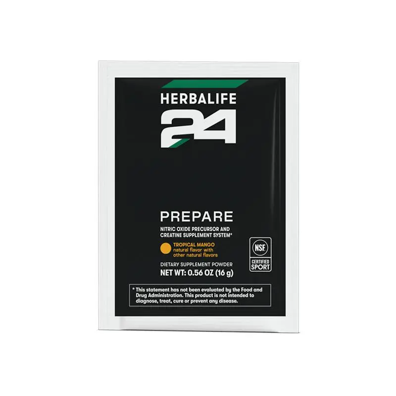 Herbalife24 Prepare Tropical Mango Flavor  Drink Mix – 10 Single-Serve PacketsDrink Mix for Energy Focus & Performance Support with Caffeine & Electrolytes 14.1 oz