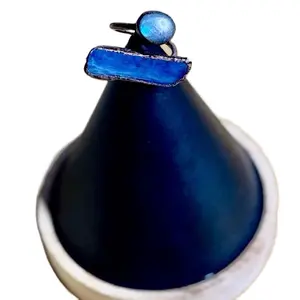 Kyanite and Labdorite Copper Adjustable Ring