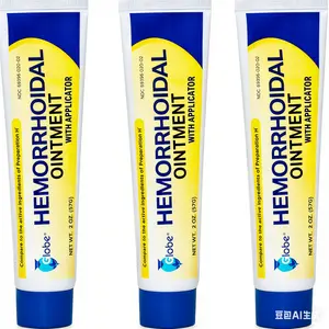 Globe Hemorrhoidal Ointment 3-Pack (2 oz Each) - Healthcare Cleansing Oil with Applicator, Hemorrhoid Treatment & Therapy, Fast Relief for Swollen Tissue, Supports Bowel Movements via Patting, Comparable to Preparation H
