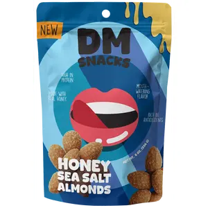 DM Snacks Happy Nuts Honey Sea Salt Almonds, Thai Chili Peanuts, Coconut Curry Peanuts, Pineapple Habanero fruit + nut mix – Crunchy, All-Natural, No Preservatives, Made in USA – Guilt-Free Snacking with Real Ingredients - 8oz