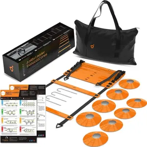 Agility Ladder Set, 12-Rung Speed Ladder +  Cones, Soccer  Equipment, Footwork Drills Kit, Speed & Agility Equipment, Football Practice Equipment, Basketball Gear