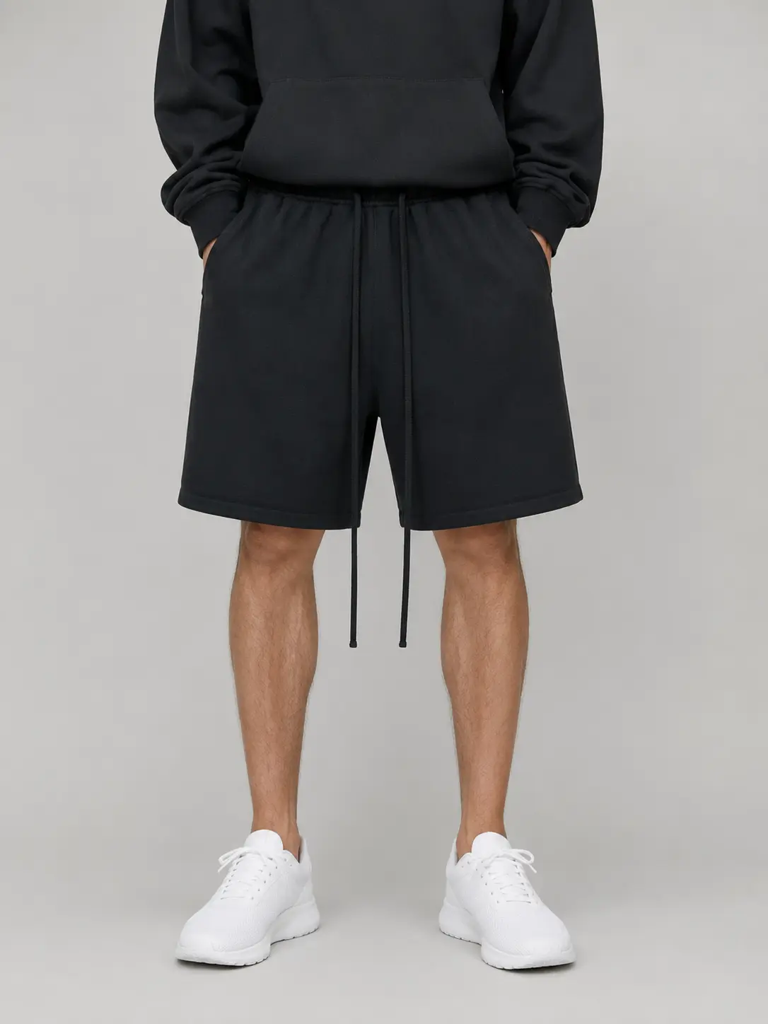 Men's Plain Loose Fit Sweatshorts with Pockets and Drawstring - Casual Athletic Menswear for Gym, Lounge