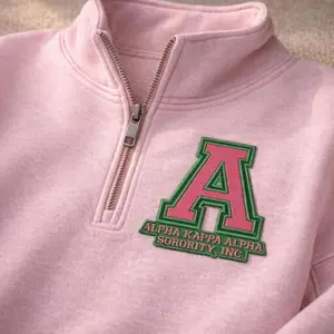 Alpha Kappa Alpha AKA Embroidered Quater Zip, Vintage 1908 Pink and Green Ivy Leaf Crewneck, Greek Life Apparel, Mother's Day Gift
