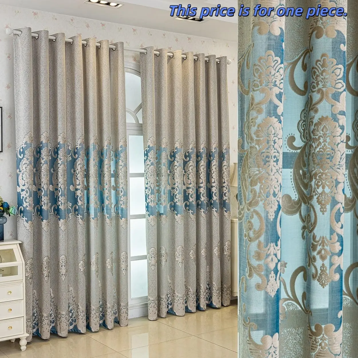 1PC Luxurious European Hollow Embroidered Curtains, Home Decorative Curtain, High-End Elegant Drapes for Living Room Bedroom Balcony Villa, Palace Style Curtains, Hollow Out Curtain, Window Curtain