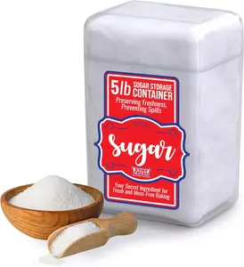 Kitchen Discovery Snap Close Sugar Canister – Keeps Sugar Fresh, Pourable & Spillproof, 5lb Capacity, Durable & Space-Saving Design