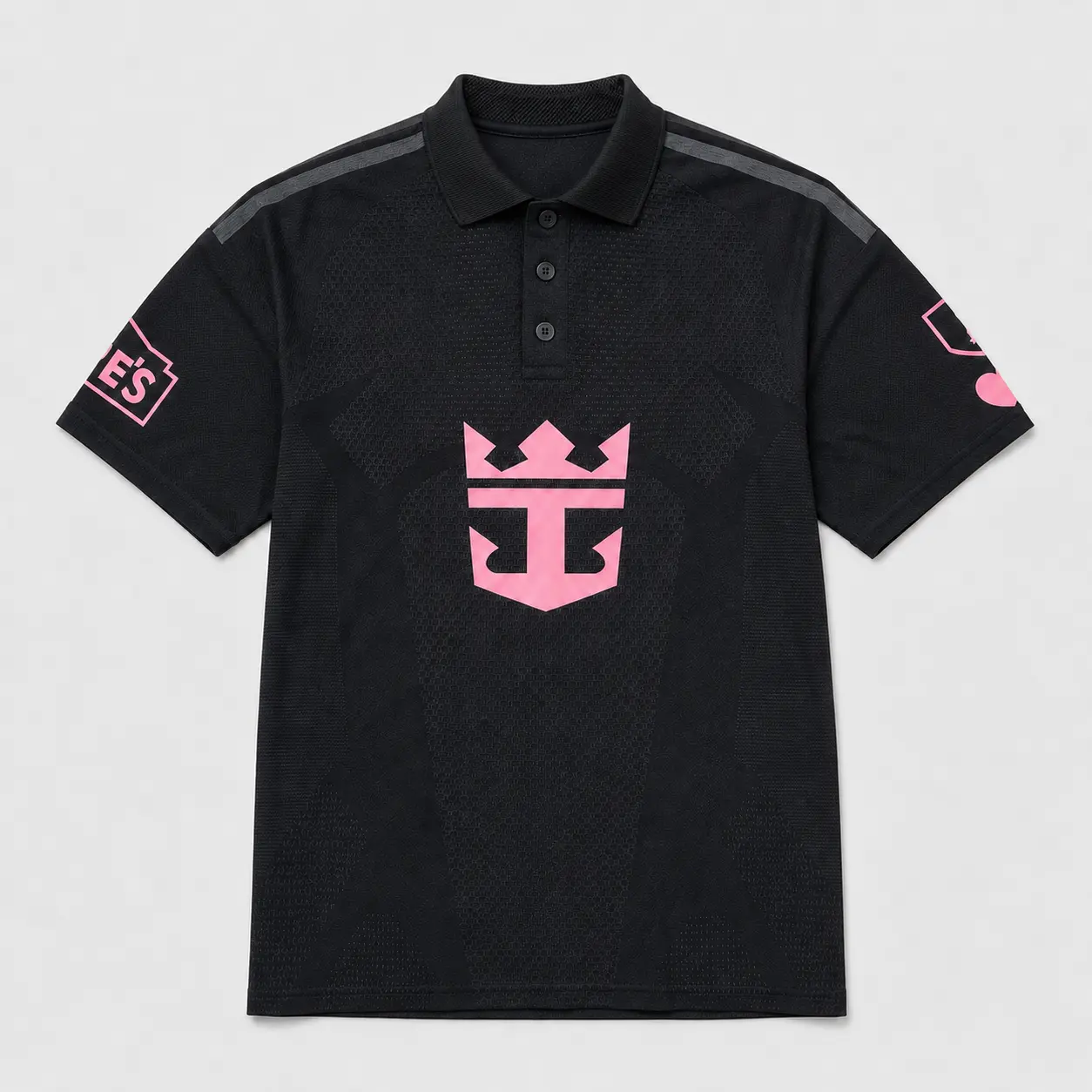 [Sale Today] - Miami Night Soccer Polo, Pink Crown Graphic Football Shirt, South Florida Inspired Athletic Fan Top
