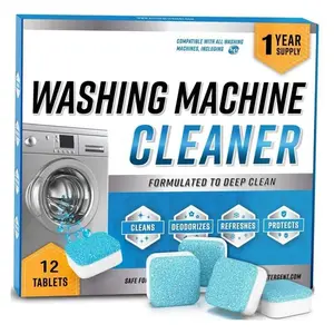 Washing Machine Cleaner and Descaler 24-Pack | Deep Cleaning Tablets for HE Front Loader & Top Load Washer | Odor Deodorizer for Inside Drum, Pump and Laundry Rubber Seal