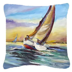 Carolines Treasures  Horn Island Boat Race Sailboats Canvas Fabric Decorative Pillow