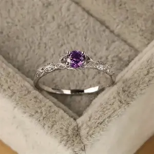Women’s Light Luxury Amethyst Zircon Ring | Minimalist Fashion Statement Ring