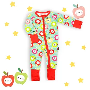 ZIP ROMPER - Kawaii Apple, Kids Soft Bamboo Pajamas