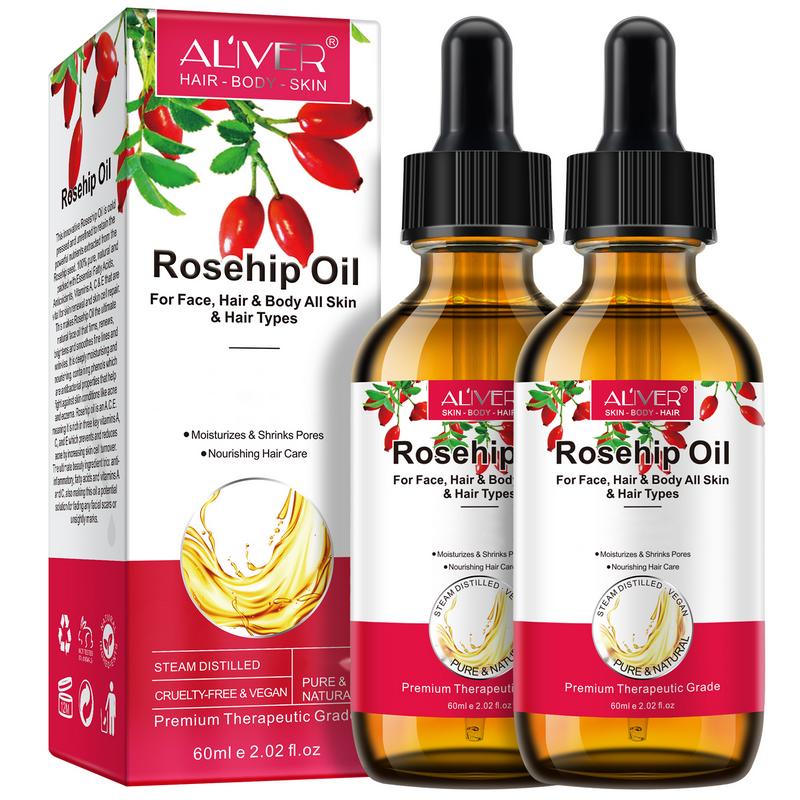 Aliver Rosehip Oil, Organic Rosehip Seed Oil  For Face, Hair, Nail, (60ml/2.02Fl Oz)