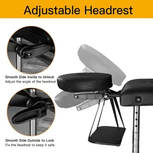 Massage Table Portable Height Adjustable Massage Bed Foldable Spa Lash Tattoo Esthetician Bed 24" Wide Aluminum 2 Fold with Carrying Bag Black