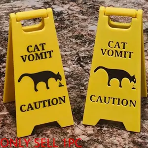 1pc Single Cat Vomit Notice, Cautionary Cat Sign Decoration Gift, Humorous Cat Gift, Desk Decoration With Cat Vomit Sign, Amusing Cat Sign Decoration, Top Gifts For Cat Enthusiasts, Desk Signage Decoration