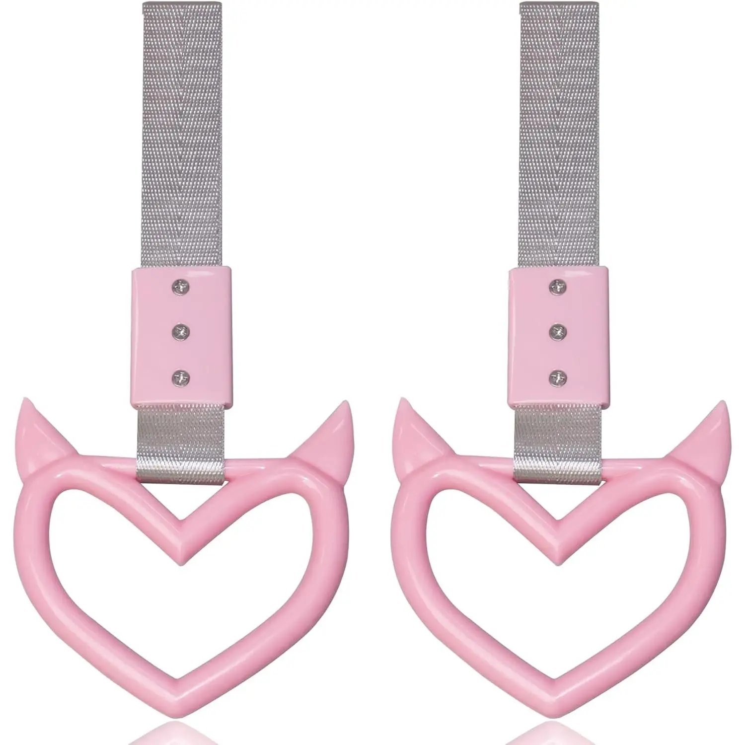2-Pack Heart Handle Drift Pendant Keychains, Red Devil Car Interior Decoration, Stylish Auto Accessories