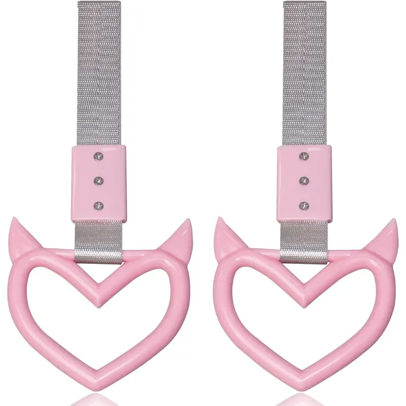 2-Pack Heart Handle Drift Pendant Keychains, Red Devil Car Interior Decoration, Stylish Auto Accessories