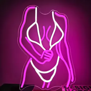 Elegant Female Figure Neon Sign Art - USB Powered LED Decor for Bedroom, Bar, Salon, or Unique Vibe Creation Ambient Decoration Lamp Modern Mood Lighting