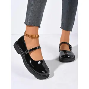 Women's Fashionable Solid Color Buckle Platform Shoes, Casual Comfortable Shoes for Daily Wear, Perfect for Students and Outdoor Sports, Valentine's Day Gift