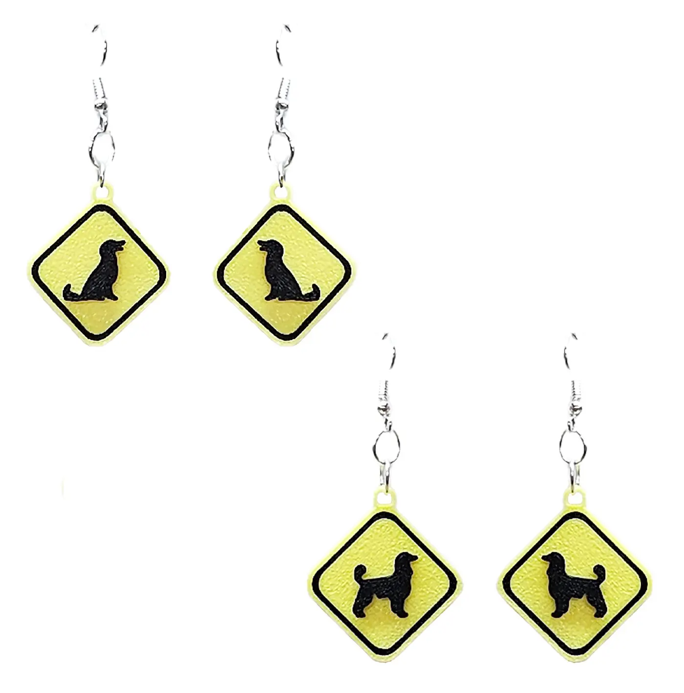 Afghan Hound Earrings Hypoallergenic Silver Plated Fishhooks Yazzle Dazzle Crossing 2 different sets to choose from