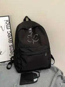 Lotus Print Backpack, Eastern Zen Style, Casual All-Season Bag, Nylon Material, Durable & Easy to Clean, Versatile for Daily Use