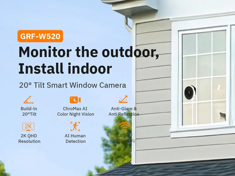 Product Introduction of Girafit 2K Second Floor Window Camera, ChroMax AI Color Night Vision, 2.4GHz & 5GHz Wi-Fi Indoor Security Cameras, Person & Motion Detection, 24/7 Recording, Easy & Quick Install, MicroSD Card Local Monitoring 1