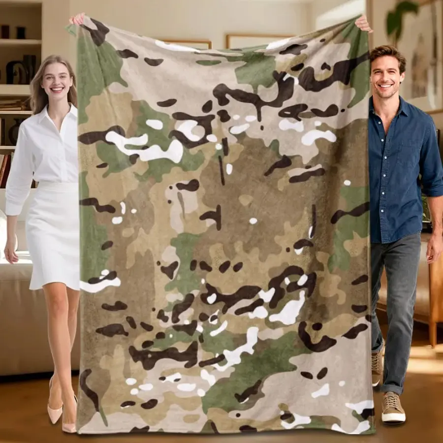 Camouflage Flannel Blanket Ultra Soft Lightweight Throw for Sofa Bed Office Nap Camping All Season Warm Gift for Men Boys Dad Father's Day Birthday Home Decor